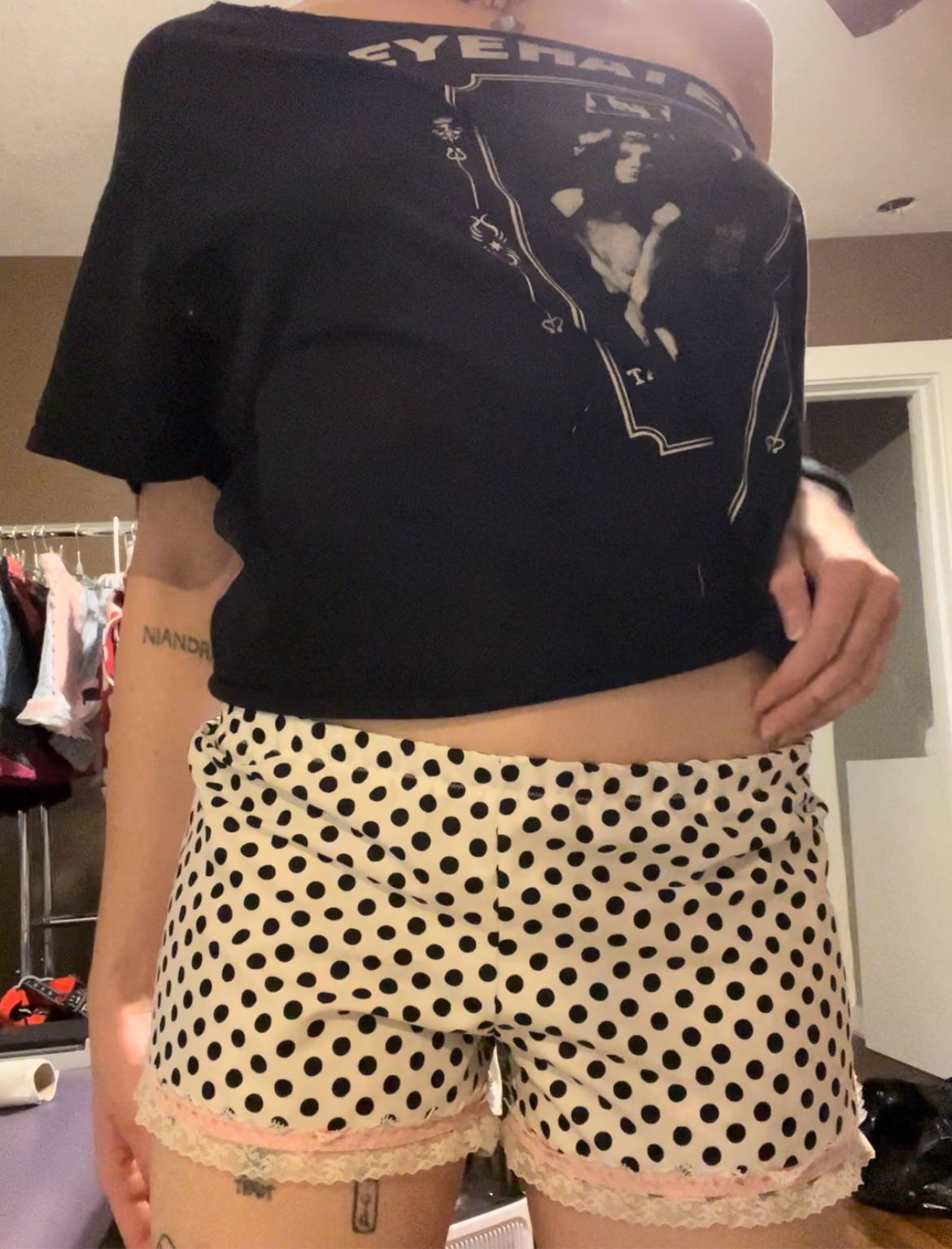 polka dot pink trim shorts
