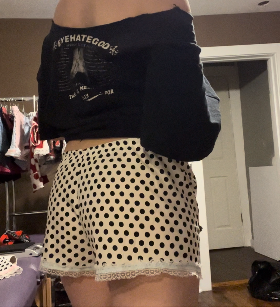 polka dot blue trim shorts