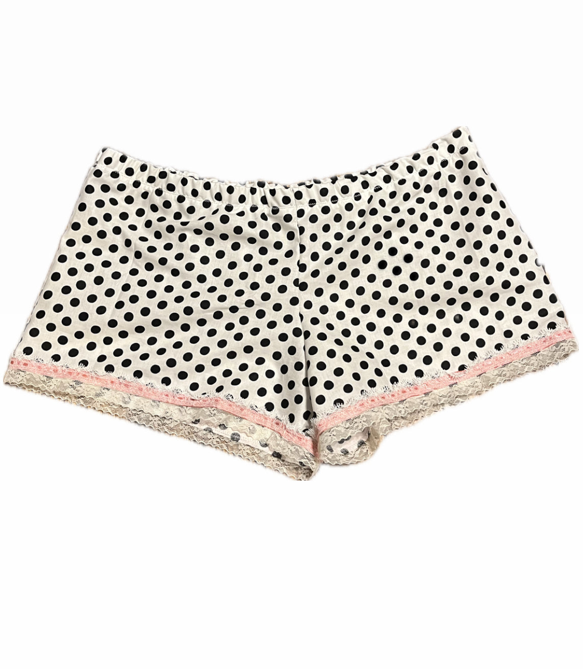 polka dot pink trim shorts